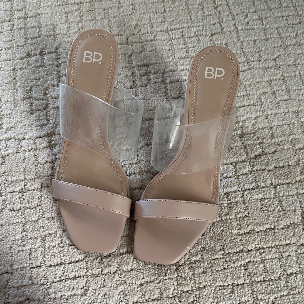 BP Women's Nude and Clear Heeled Slides